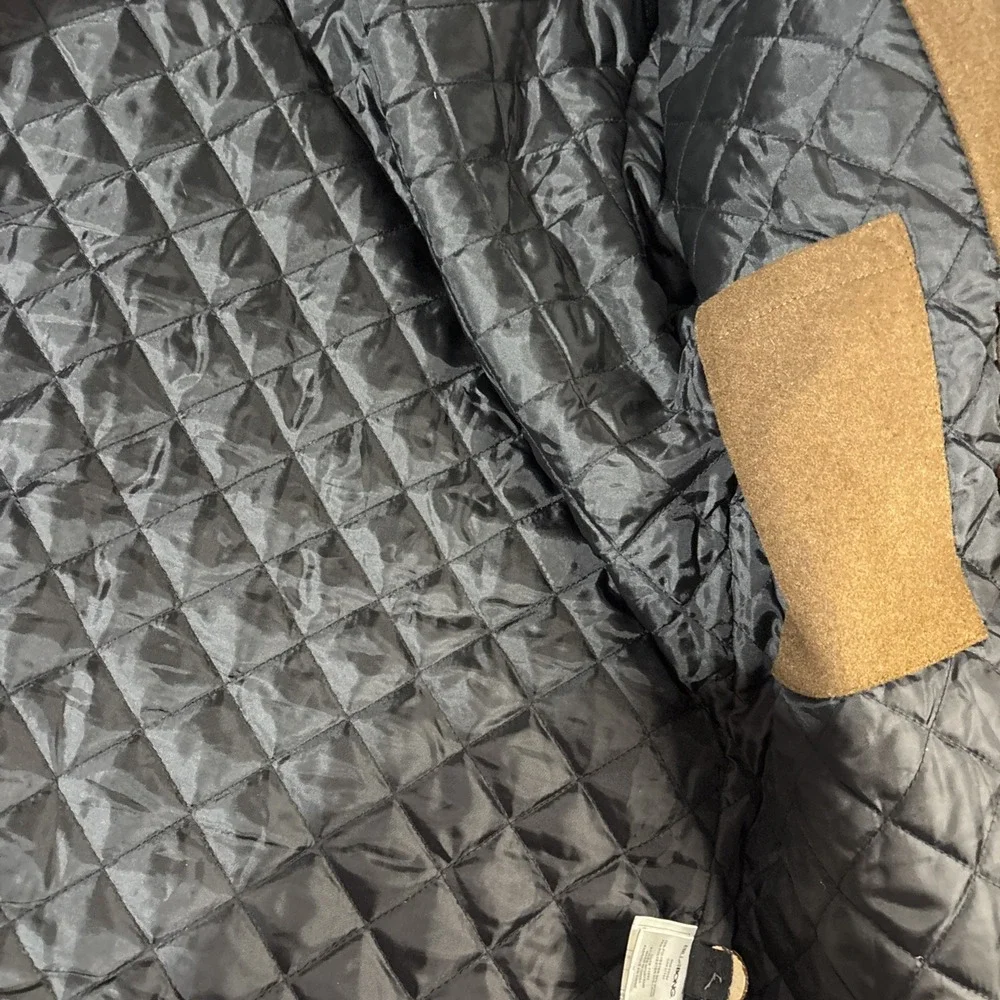 Men's Billabong Tan Gray Colorblock Quilted Line Jacket Full Zip Hooded Jacket M